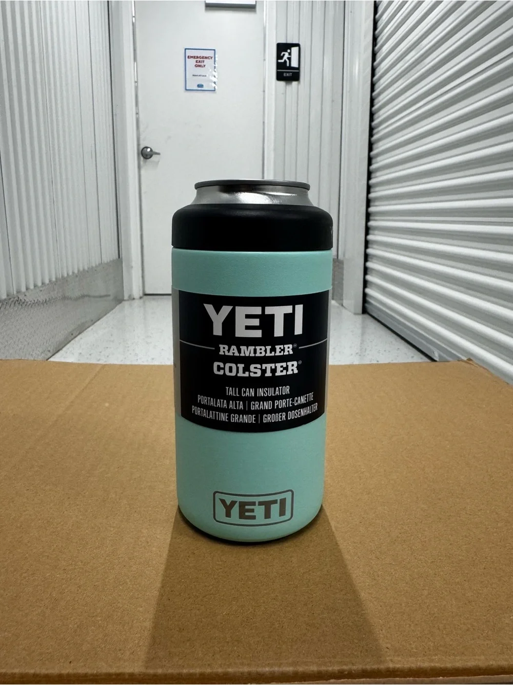 Yeti Rambler Colster Tall Can Insulator - Seafoam Green with Black Lid